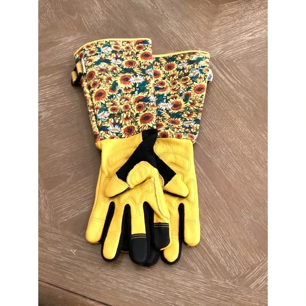 Sunflower Breathable Thorn Proof Leather Gardening /Rose Pruning Gloves Sm NWOT